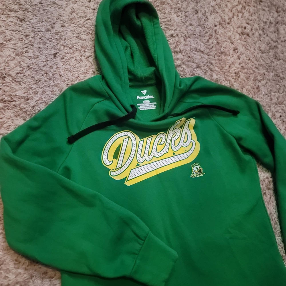 Fanatics Oregon Ducks Hoodie Women M Green Pullover Graphic Fleece Sweatshirt‎